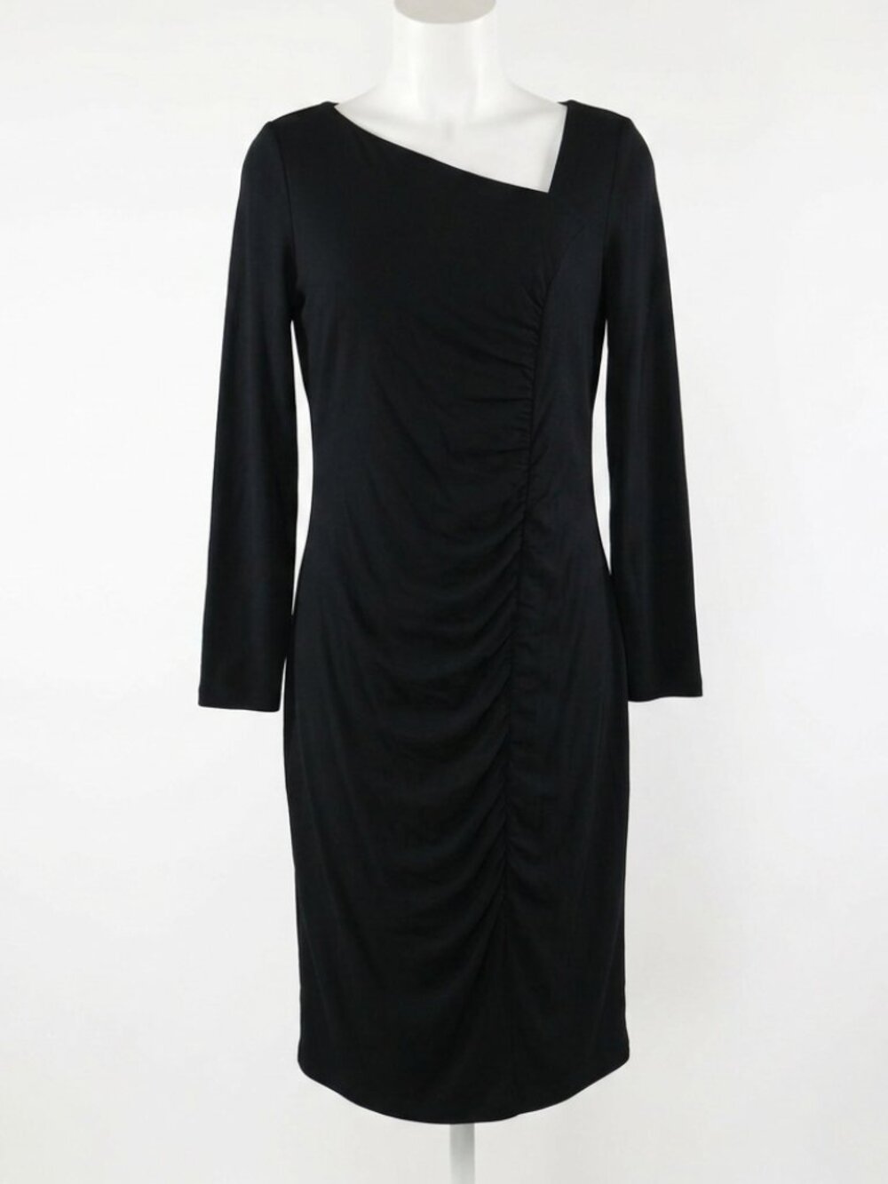 Ann Taylor Black Ruched Bodycon Dress Small Stretch Fitted Little Black Dress